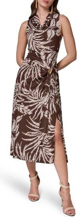DKNY Print Cowl Neck Sleeveless Midi Dress in Canyon Multi at Nordstrom, Size X-Large