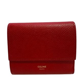 Celine Red Color Leather Wallet (Tri-Fold) (Pre-Owned)