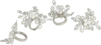Tiramisu Set Of 4 Arctic Halo Pearl & Silver Napkin Rings
