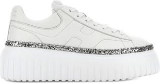 Hogan lace-up platform sneakers - women - Lambskin/Calf Leather/Fabric/Rubber - 37.5 - White