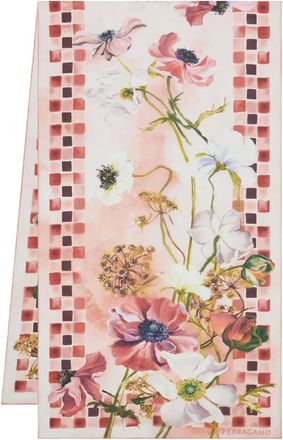 Ferragamo Foulard in seta con stampa Fiori - Rosa
