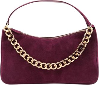 Twinset Bordeaux Suede Kettingdetail Handtas - Dames - Handtassen - Paars - ONE Size - Su&egrave;de - Tassen