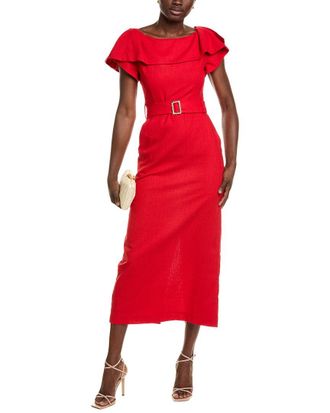 BGL Fashion Bgl Linen-Blend Midi Dress