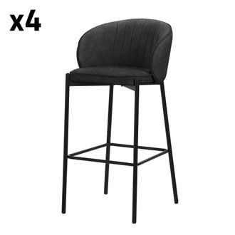 ML Design Set de 4 Taburetes de bar antracita 76cm tapizado, estructura met&aacute;lica