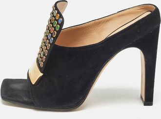 Sergio Rossi Black Sr1 Crystals Heel Mules