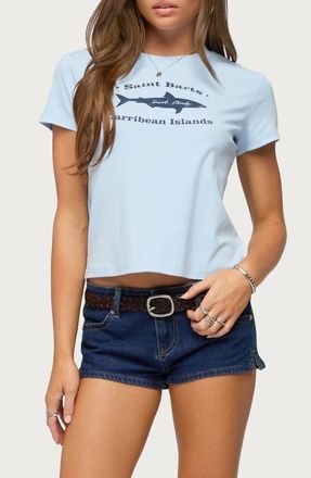 Edikted Surf Club Stretch Cotton Graphic T-Shirt in Blue at Nordstrom, Size X-Small