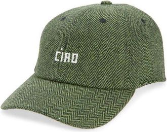 Clare Vivier Wool Herringbone Adjustable Baseball Cap in Green & Black W Petit Ciao at Nordstrom
