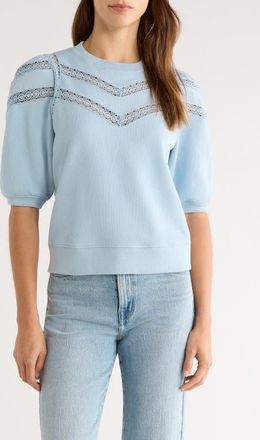 Rails Adrai Lace Trim Sweatshirt in Sky at Nordstrom, Size Xx-Small