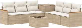 vidaXL Juego De Sof&aacute; 8 Uds. Beige Y Blanco Crema Vidaxl