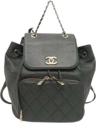 Chanel Pre-owned Business Affinity Rugzak - Dames - Vintage Rugzakken - Zwart - ONE Size - Leer - Vintage