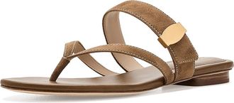 Veronica Beard Salva Dash Thong Sandals Womens Sandals Chestnut : 6.5 M, Leather/Suede