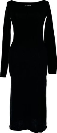 Off-white Logo Printed Fitted Maxi Dress in Black Viscose