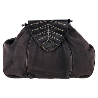 Max & Co. Womens Leaf Flap Top handle Bag in Black Canvas - One Size