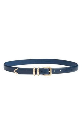 Nordstrom Sutton Croc-Embossed Belt in Navy at Nordstrom, Size Medium