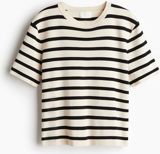 H&M T-Shirt aus Feinstrick - Beige