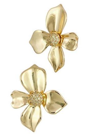 Savvy Cie Jewels Pav&eacute; CZ Flower Stud Earrings in Gold at Nordstrom Rack