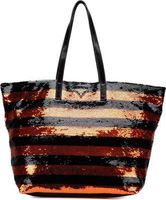 Prada Pre-owned Womens Sequin Tote Bag - Black Textile - One Size
