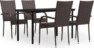 vidaXL 5 Piece Outdoor Dining Set Brown and Black Vidaxl
