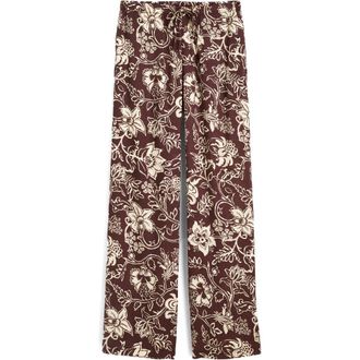 Madewell Linen Blend Pull-On Pants in Dark Brown at Nordstrom, Size Xx-Small
