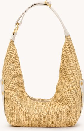 Hammitt Hammitt Tom Zip Calla Lily White Raffia Brushed Gold Hammered Med