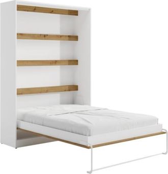 VENTE-UNIQUE.COM Cama abatible melamina color natural claro, blanco 140 x 200 cm