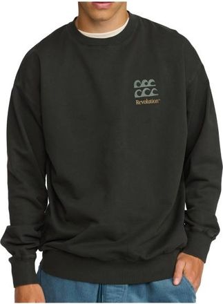 Revolution Printed Crewneck Waves Pullover f&uuml;r Herren | schwarz