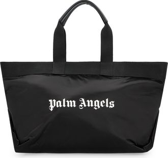 Palm Angels Mens Nylon Tote Bag With Logo Print Black Polyamide
