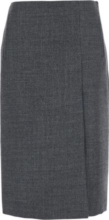 Mauro Grifoni Split Midi Skirt - Dames - Midirokken - Grijs - XS - Wol - Rokken