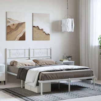 vidaXL Giroletto con Testiera Metallo Bianco 135x190 cm - Vidaxl