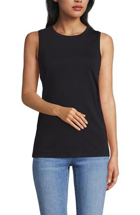 Lands End Supima Cotton Tank Top in Black at Nordstrom, Size X-Large P