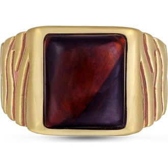 LuvMyJewelry Chatoyant Red Tiger Eye Sterling Silver Men Signet Ring in 14Kt Gold Vermeil On Sterling at Nordstrom, Size 9.5