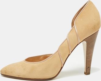Bally Light Brown Nubuck Leather Dorsay Pointed Toe Pumps