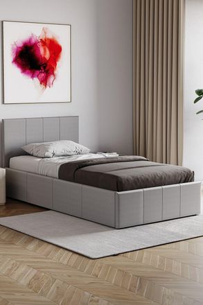 Home Discount Vida Designs Lisbon Single Ottoman Faux Leather Bed Frame UKFR Fabric in Grey