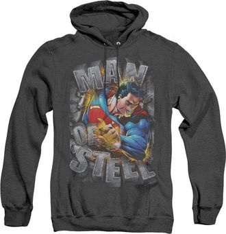 Gildan Superman Ripping Steel Adult Heather Hoodie / Hooded Sweatshirt