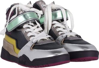 Isabel Marant Womens Leather Bresse Metallic Colorblocked High-Top Sneaker (Authentic Pre-Loved)