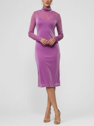 Rachel Roy Lydia Mock Neck Mesh Dress in Pink Quartz at Nordstrom, Size X-Small