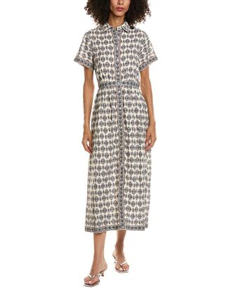 Max Studio Short Sleeve Button Front Midi Dress