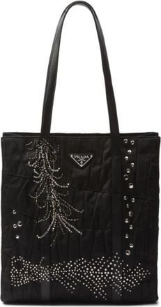 Prada Medium Re-Nylon Patchwork Tote Bag - Dames - Shoppers - Zwart - ONE Size - Nylon - Tassen