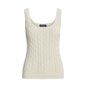 Ralph Lauren Sleeveless Tops, female, Beige, Size: M Sweaters Natural
