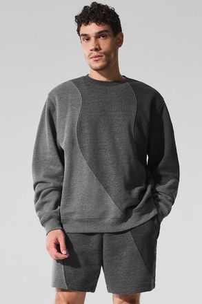 Alo | Make Waves Crewneck Neck Pullover Top in Dark Heather Grey Tonal, Size: 2XL MEN/3XL WOMEN