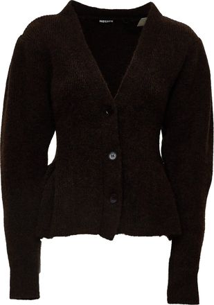 Rotate Pivot V-Neck Peplum Knit Cardigan