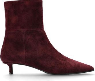 Jimmy Choo London Lory Enkellaars 35 - Dames - Laarzen met Hak - Rood - 37 EU - Su&egrave;de - Schoenen