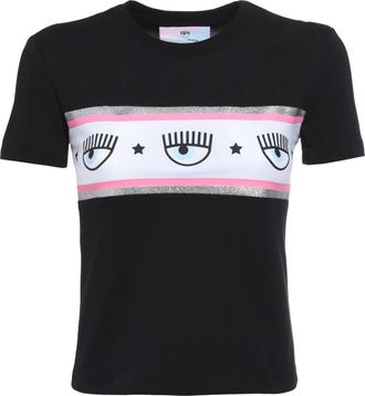 Chiara Ferragni T-shirt - Dames - T-shirts - Zwart - XL - Katoen - Tops