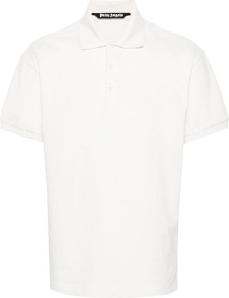 Palm Angels embroidered-logo polo shirt - men - Cotton - S - Neutrals