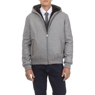 Gorski Mens Wool And Cashmere Jacket with Genuine Shearling Lining in Gray/brown at Nordstrom, Size Large