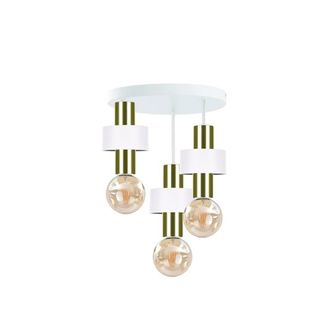 Netlighting Unica Multi Arm Semi Flush Ceiling Light White Gold 35cm 3x E27