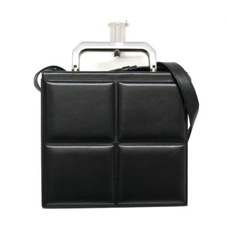 Bottega Veneta Trunk Top Handle Messenger Padded Leather Black Leather Handbag (Pre-Owned)