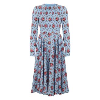 Dolce & Gabbana Floral long-sleeve midi dress - female - Dolce & Gabbana - Midi Dresses - Blue - S - Dresses