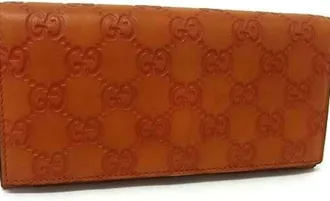 Gucci Brown Orange Leather Long Wallet (Bi-Fold) (Pre-Owned)