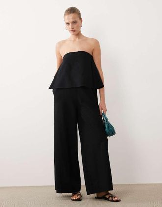Asos Tuta jumpsuit a fascia a doppio strato nera-Nero